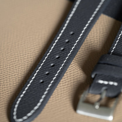 Black Epsom Watch Strap - White Stitch