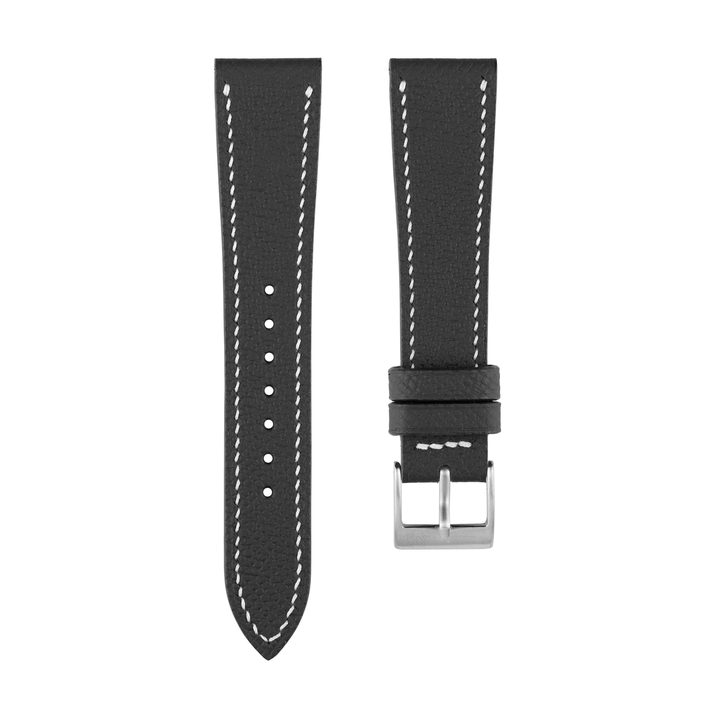 Black Epsom Watch Strap - White Stitch