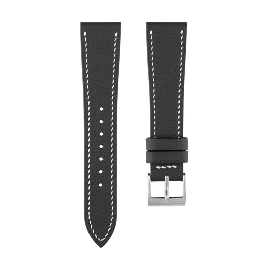 Black Epsom Watch Strap - White Stitch