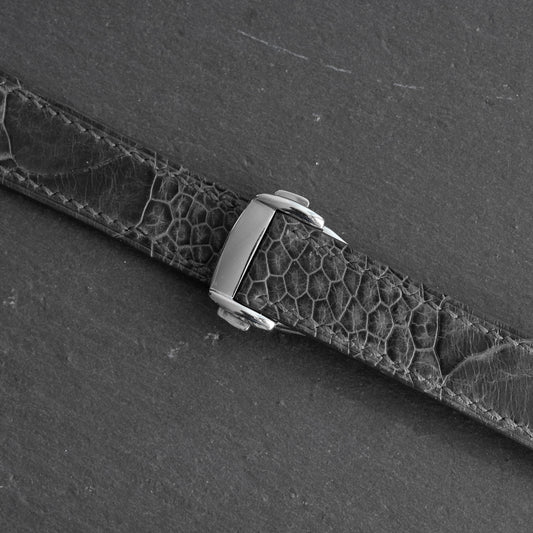 Black Ostrich Leg Strap for Omega Deployant Clasps