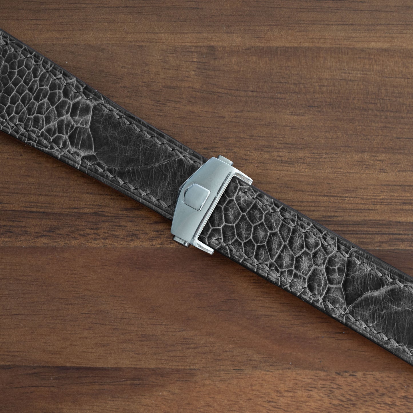 Black Ostrich Leg Strap for Tag Heuer Deployant Clasps