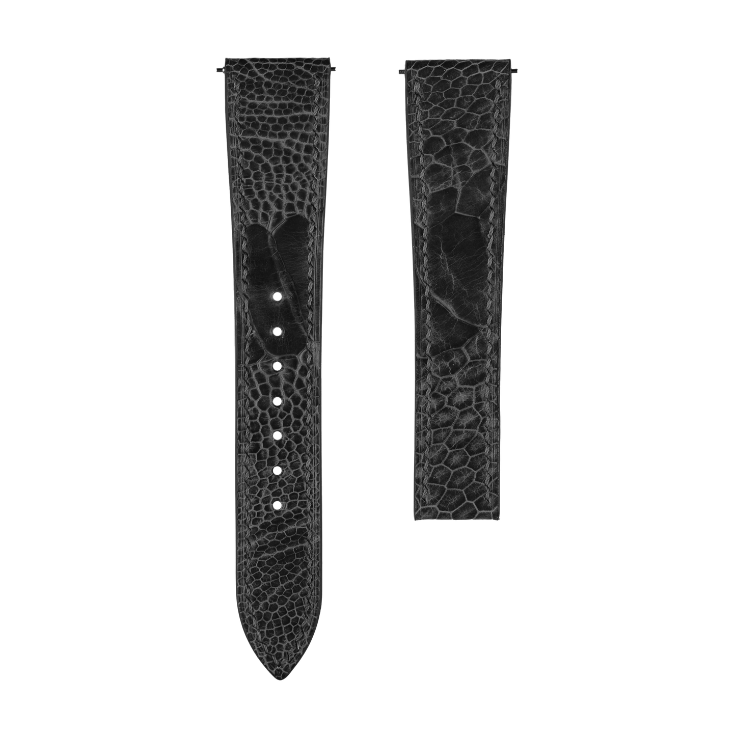 Black Ostrich Leg Strap for Omega Deployant Clasps