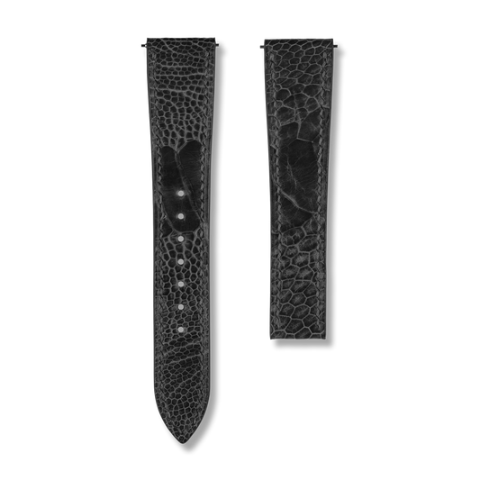 Black Ostrich Leg Strap for Cartier Deployment Clasps