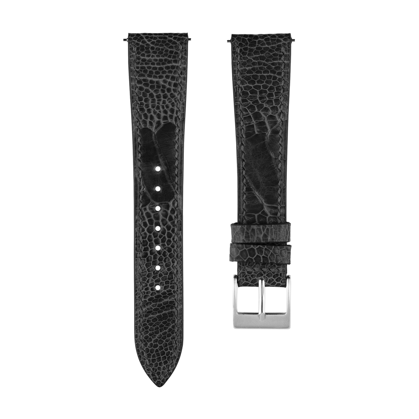 Black Ostrich Leg Watch Strap