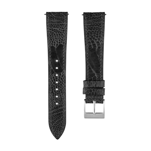 Black Ostrich Leg Watch Strap