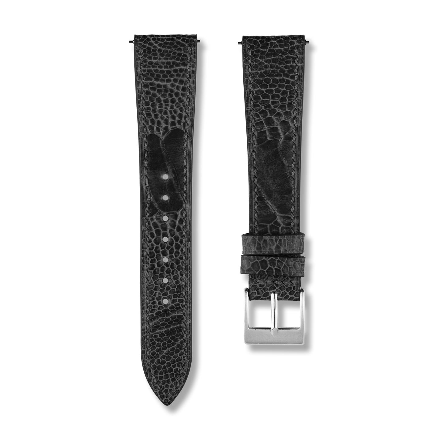 Black Ostrich Leg Watch Strap