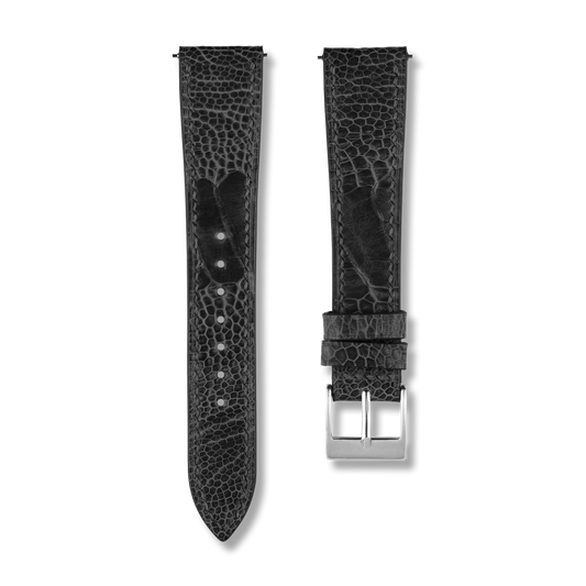 Black Ostrich Leg Watch Strap