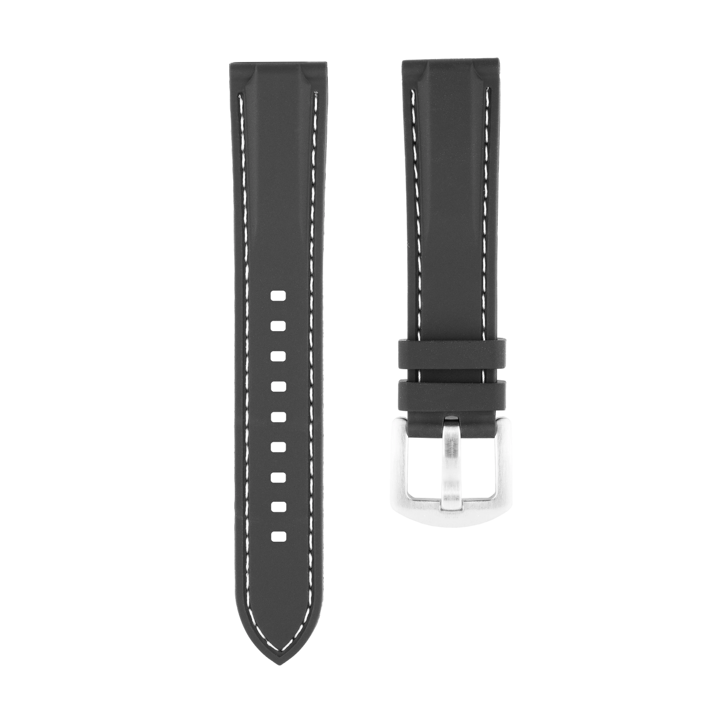 Black Silicone Strap with White Stitching