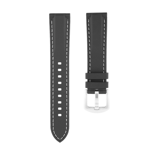 Black Silicone Strap with White Stitching
