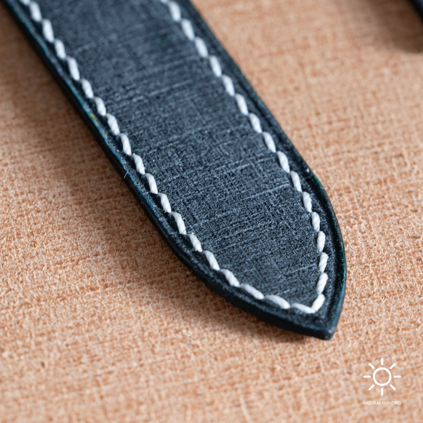 Blue Babele Double Fold Watch Strap for Cartier Deployant Clasps - White Stitch