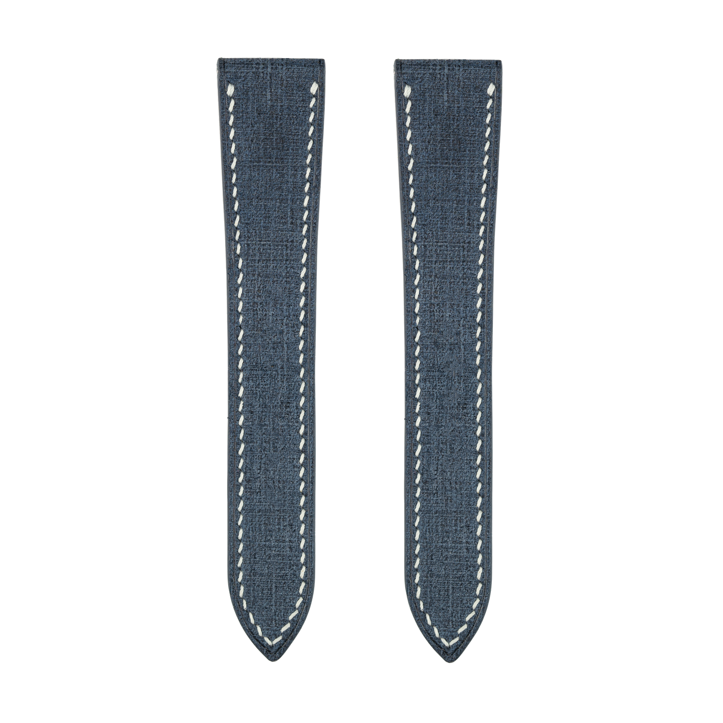 Blue Babele Double Fold Watch Strap for Cartier Deployant Clasps - White Stitch