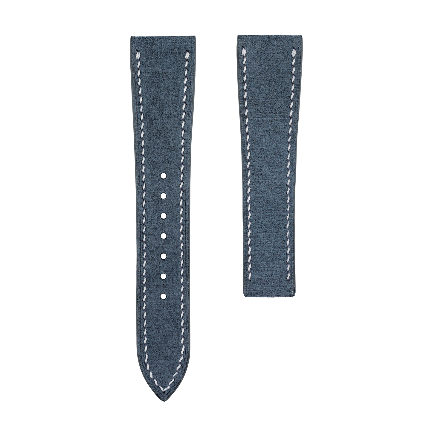 Blue Babele Watch Strap for Cartier Deployment Clasps - White Stitch