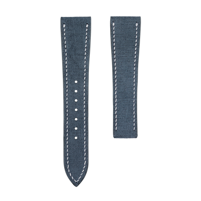 Blue Babele Watch Strap for Cartier Deployment Clasps - White Stitch