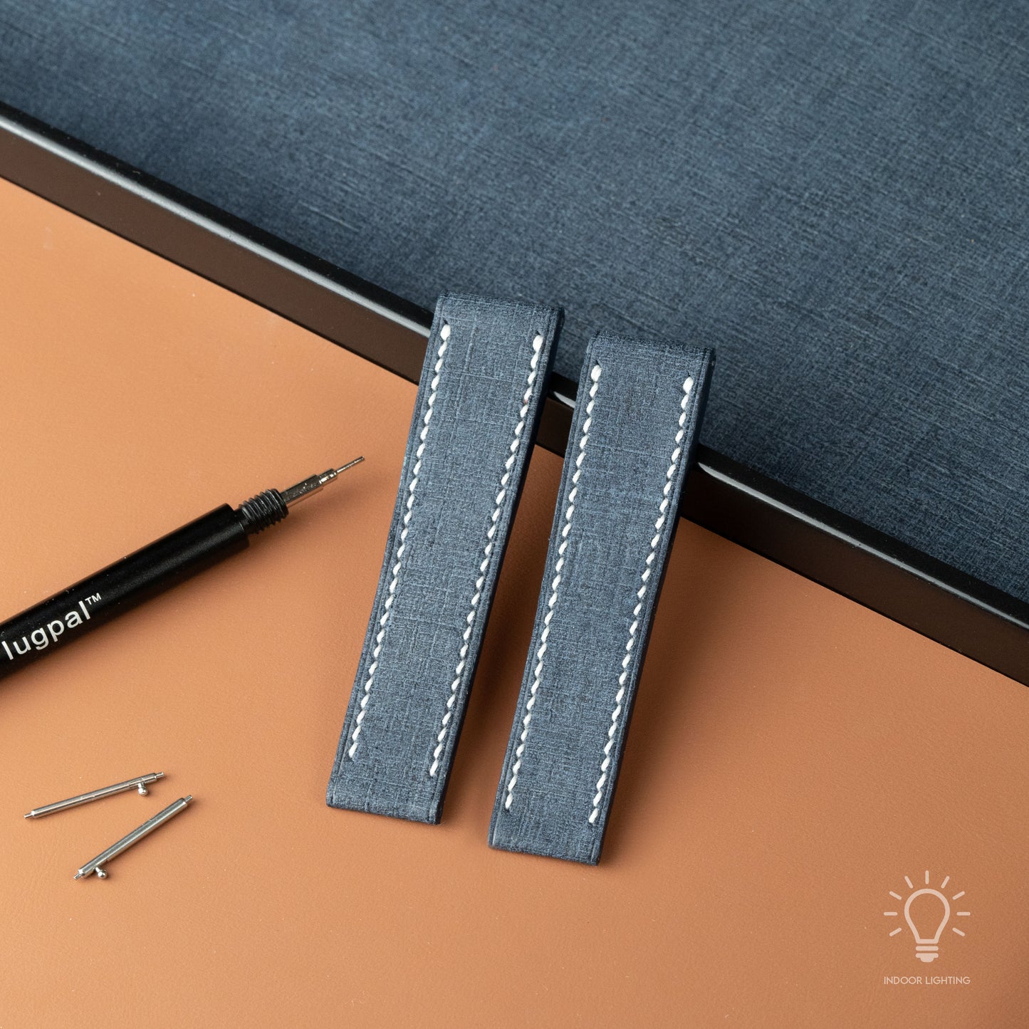 Blue Babele Fixed Length Strap - White Stitch