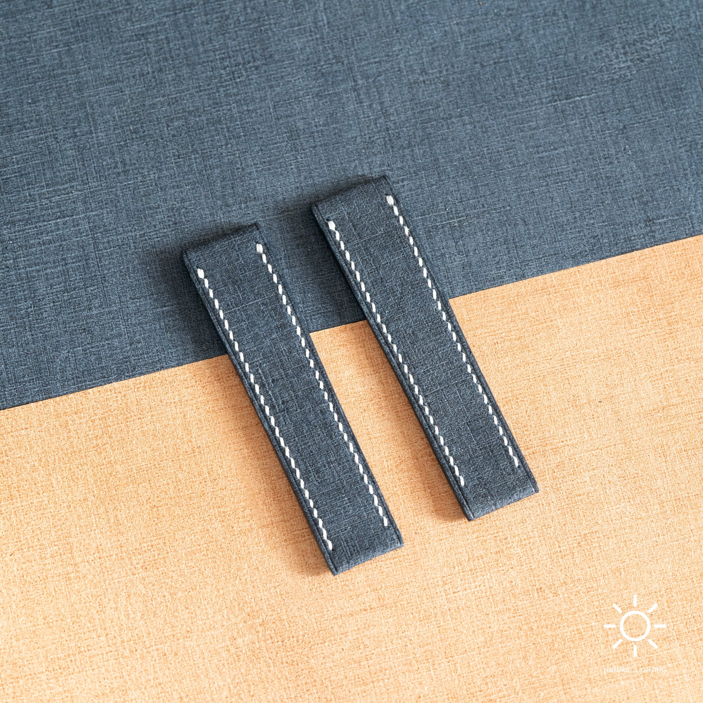 Blue Babele Fixed Length Strap - White Stitch