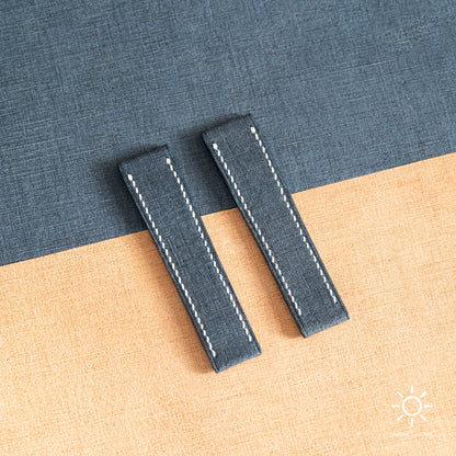 Blue Babele Fixed Length Strap - White Stitch