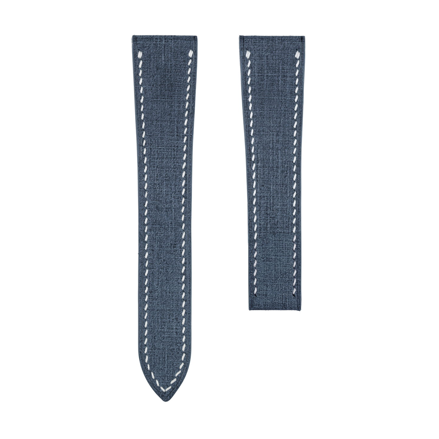 Blue Babele Strap for Tag Heuer Deployant Clasps - White Stitch