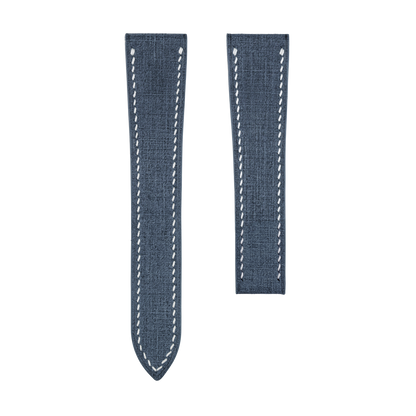 Blue Babele Strap for Tag Heuer Deployant Clasps - White Stitch