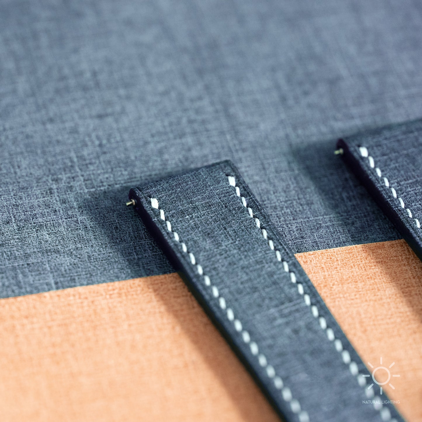 Blue Babele Single Fold Watch Strap for Cartier Deployant Clasps - White Stitch