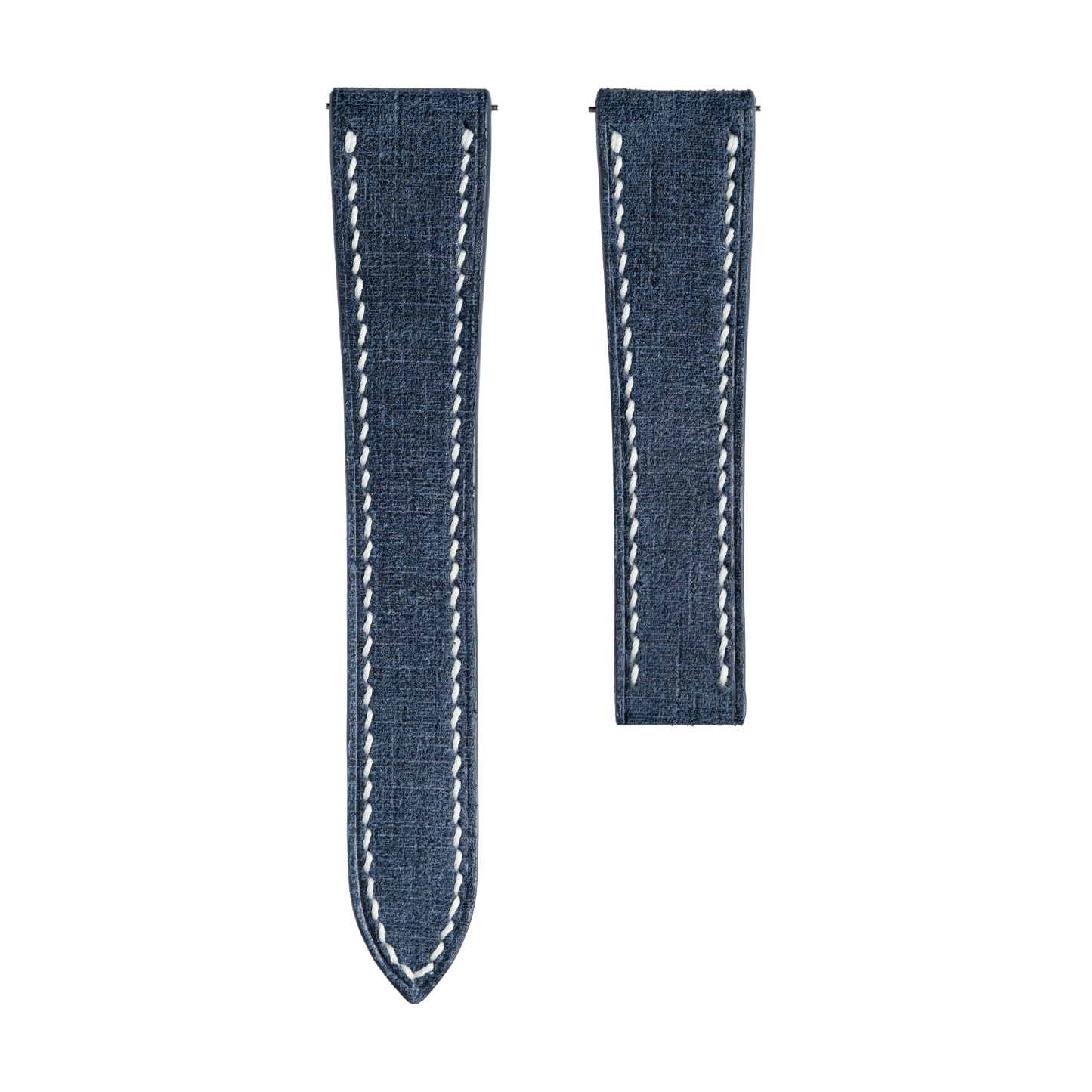 Blue Babele Single Fold Watch Strap for Cartier Deployant Clasps - White Stitch
