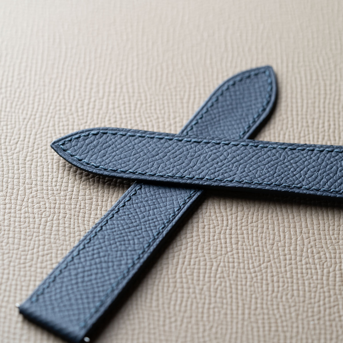 Blue Epsom Double Fold Watch Strap for Cartier Deployant Clasps