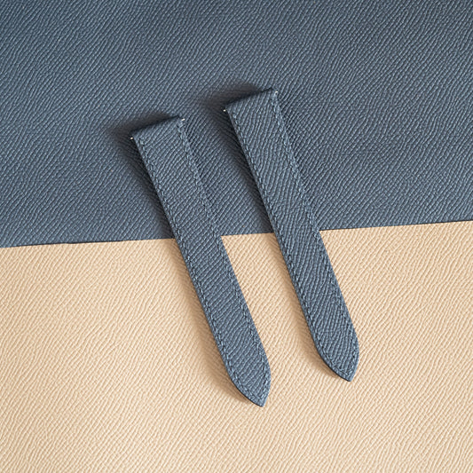 Blue Epsom Double Fold Watch Strap for Cartier Deployant Clasps