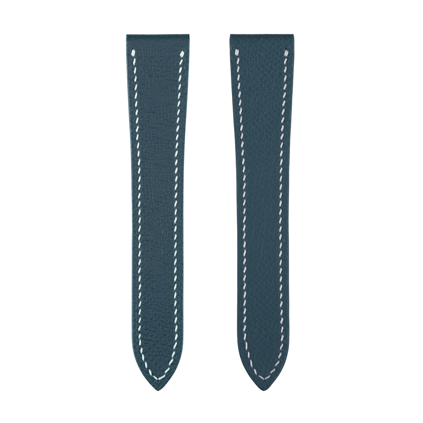 Blue Epsom Double Fold Watch Strap for Cartier Deployant Clasps - White Stitch