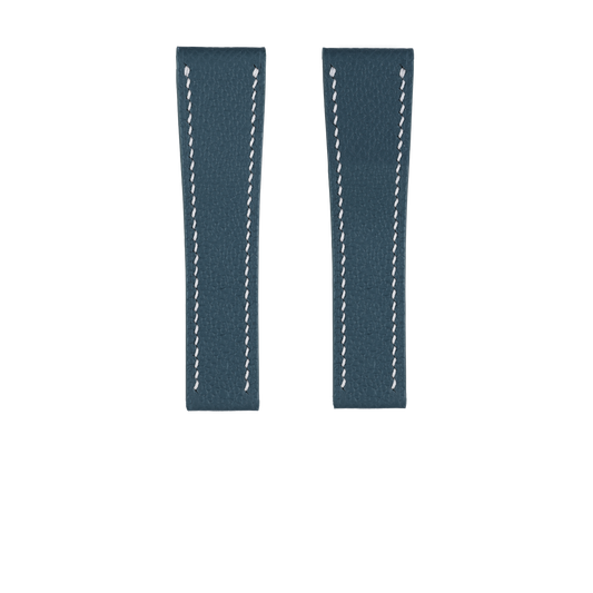 Blue Epsom Fixed Length Strap - White Stitch