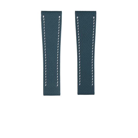 Blue Epsom Fixed Length Strap - White Stitch