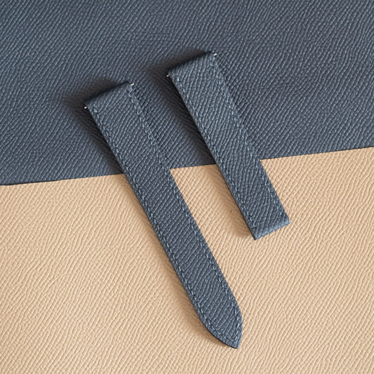 Blue Epsom Single Fold Watch Strap for Cartier Deployant Clasps