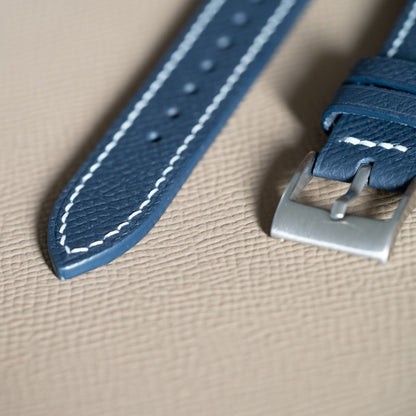 Blue Epsom Watch Strap - White Stitch
