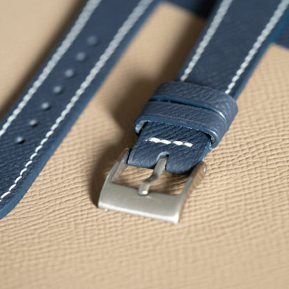 Blue Epsom Watch Strap - White Stitch
