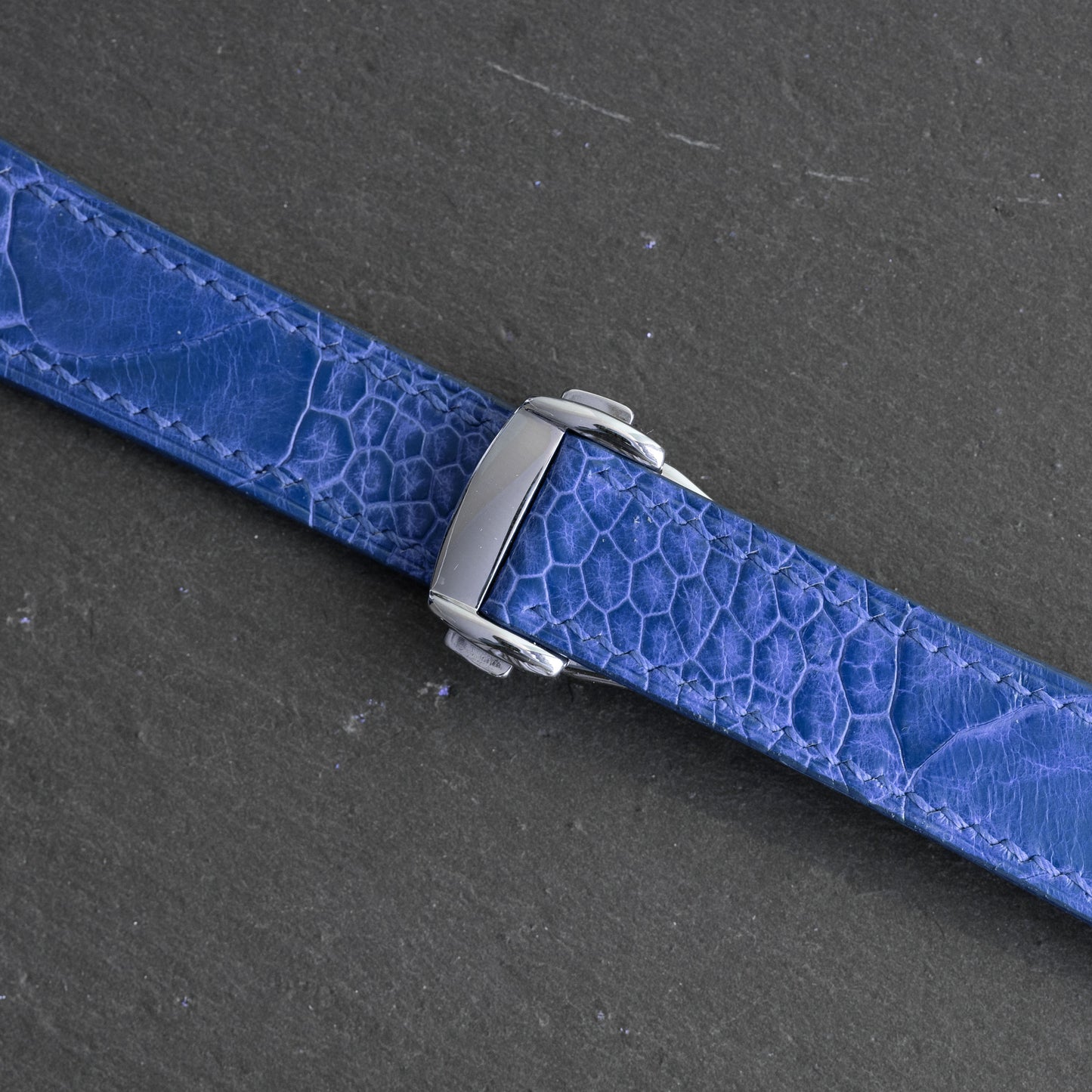 Blue Ostrich Leg Strap for Omega Deployant Clasps