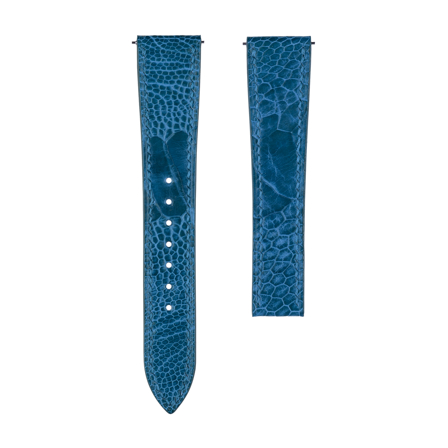 Blue Ostrich Leg Strap for Omega Deployant Clasps