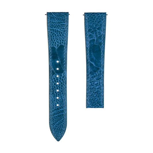 Blue Ostrich Leg Strap for Cartier Deployment Clasps