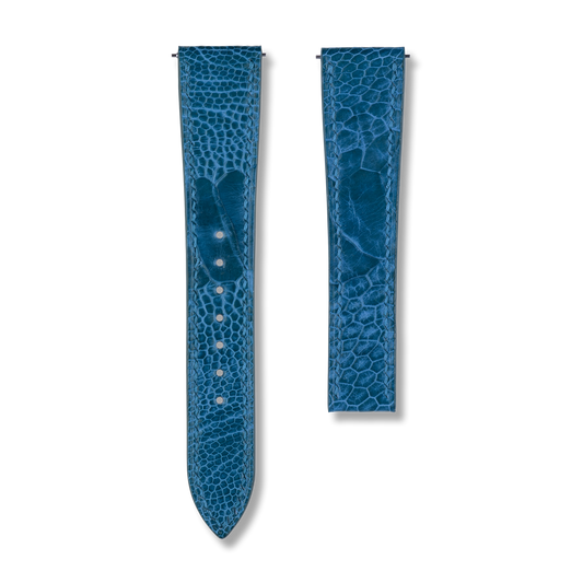 Blue Ostrich Leg Strap for Cartier Deployment Clasps
