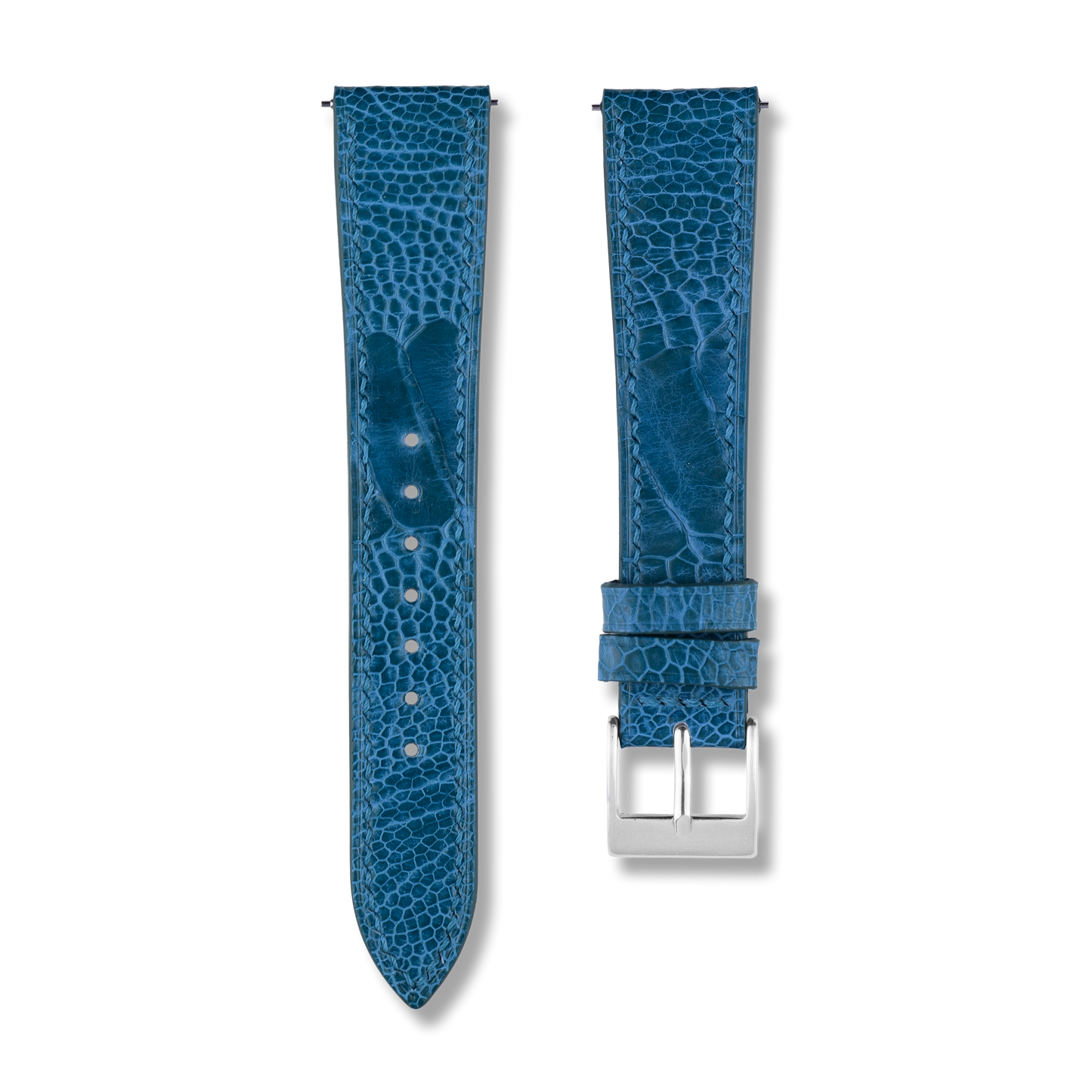 Blue Ostrich Leg Watch Strap