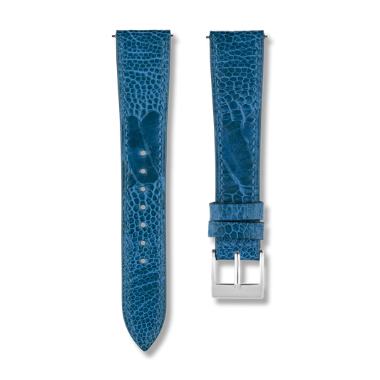 Blue Ostrich Leg Watch Strap