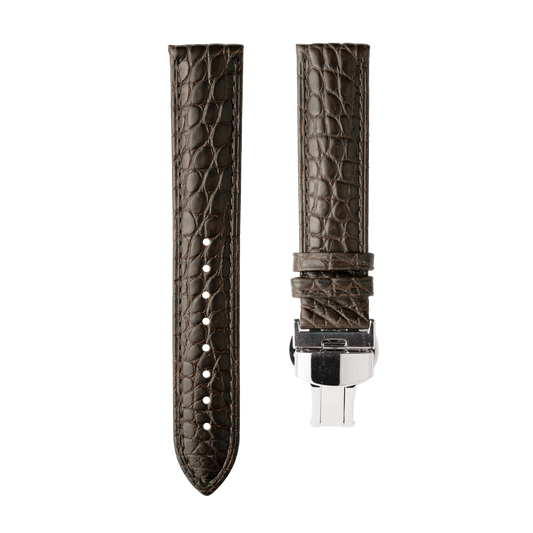 Brown Alligator Strap With Deployant Clasp