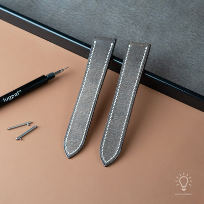 Brown Babele Double Fold Watch Strap for Cartier Deployant Clasps - White Stitch