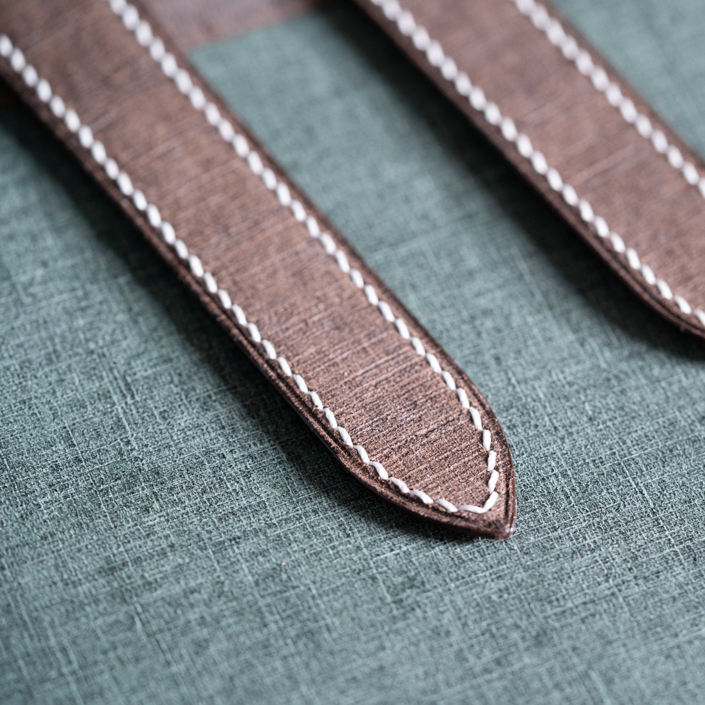 Brown Babele Double Fold Watch Strap for Cartier Deployant Clasps - White Stitch