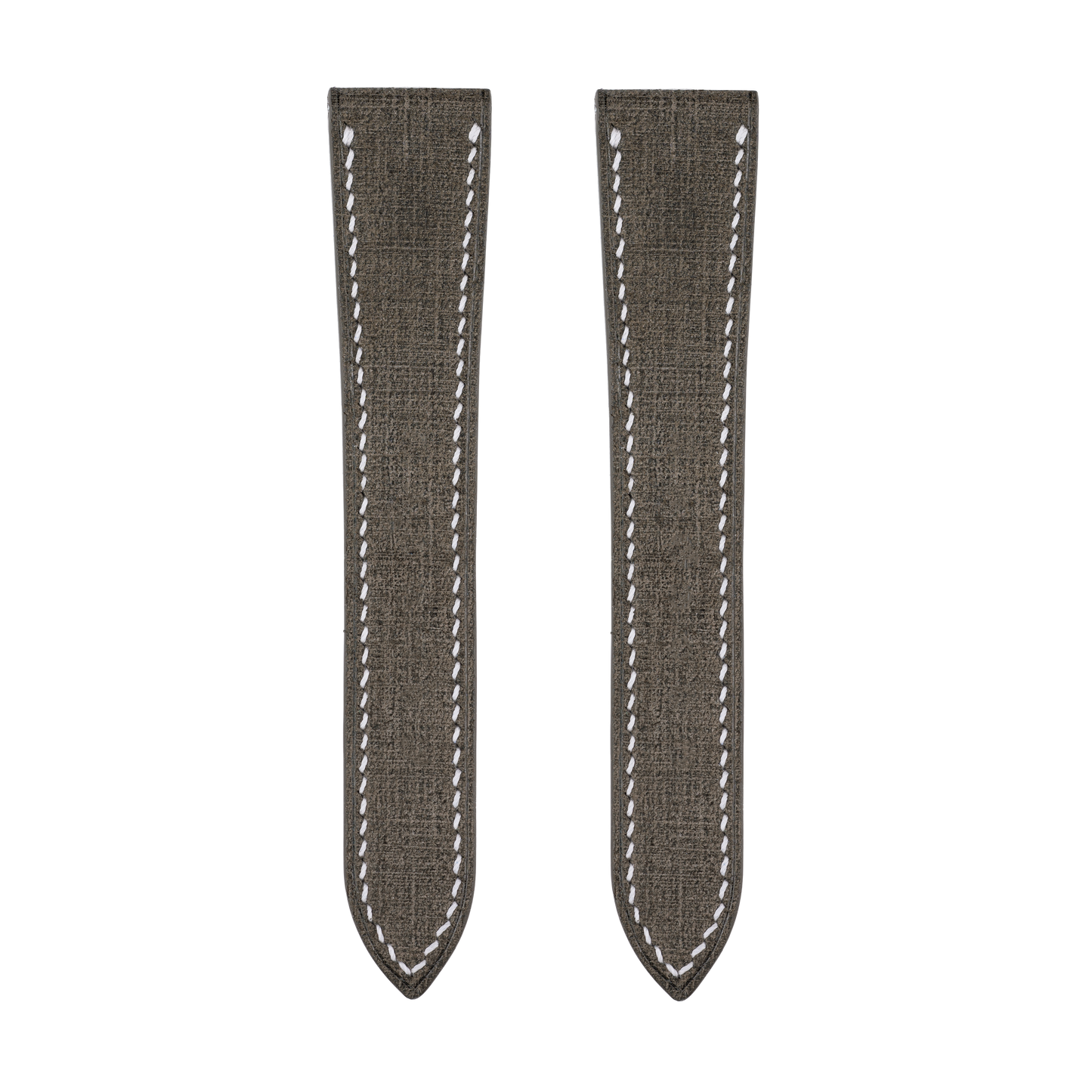 Brown Babele Double Fold Watch Strap for Cartier Deployant Clasps - White Stitch