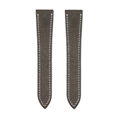 Brown Babele Double Fold Watch Strap for Cartier Deployant Clasps - White Stitch
