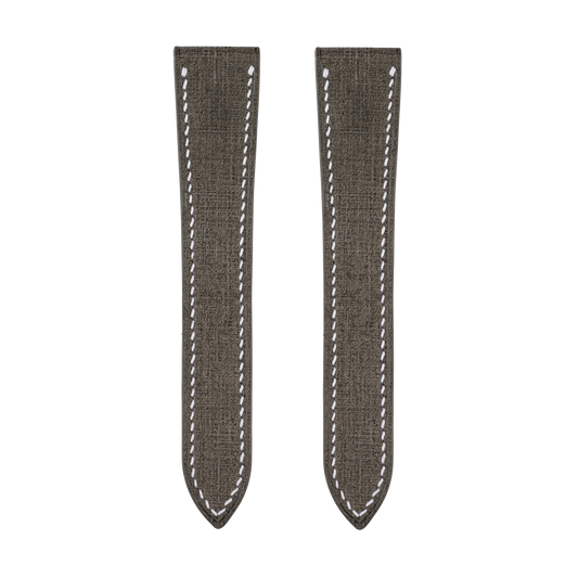 Brown Babele Double Fold Watch Strap for Cartier Deployant Clasps - White Stitch