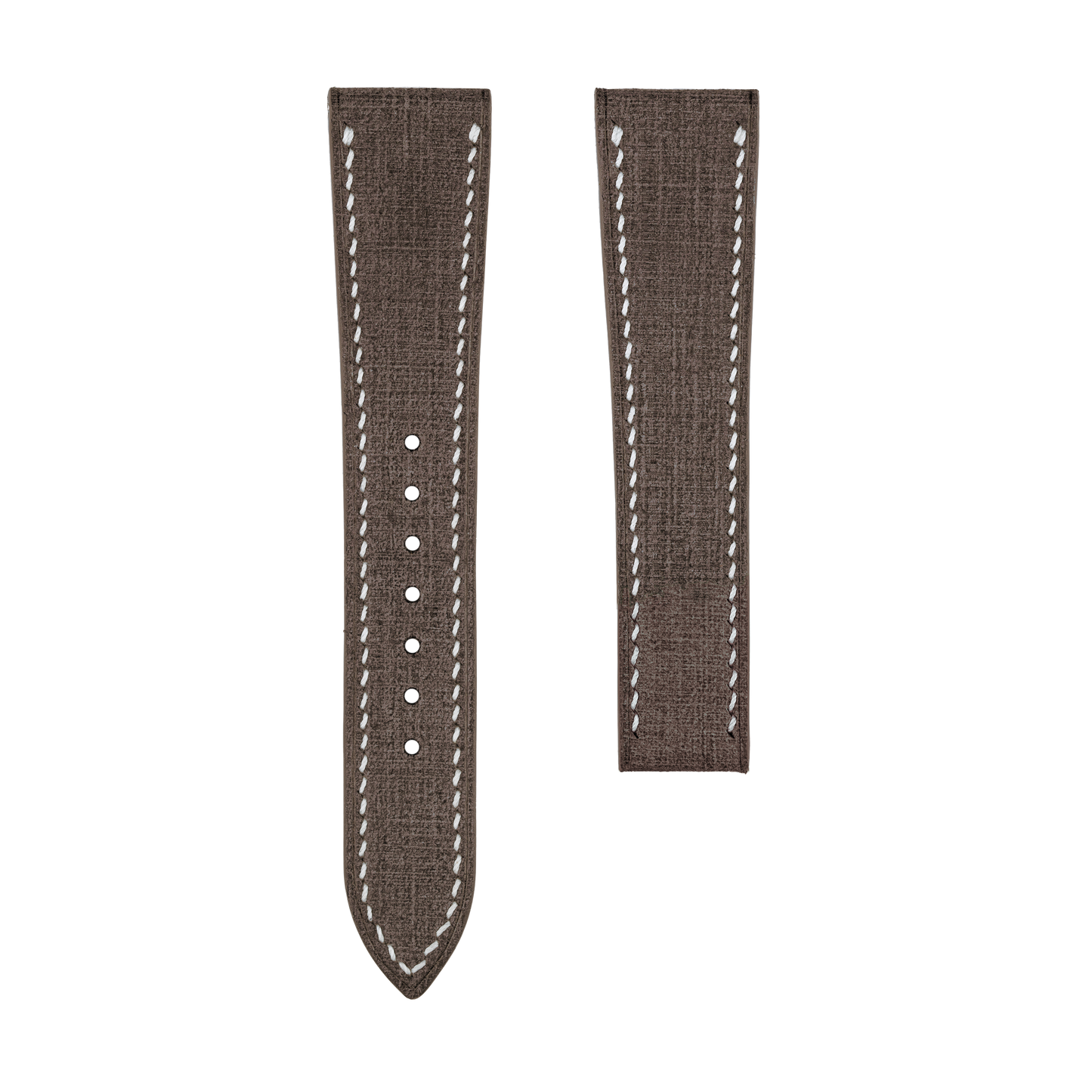 Brown Babele Watch Strap for Cartier Deployment Clasps - White Stitch