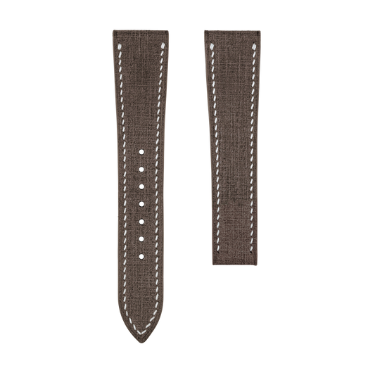 Brown Babele Watch Strap for Cartier Deployment Clasps - White Stitch