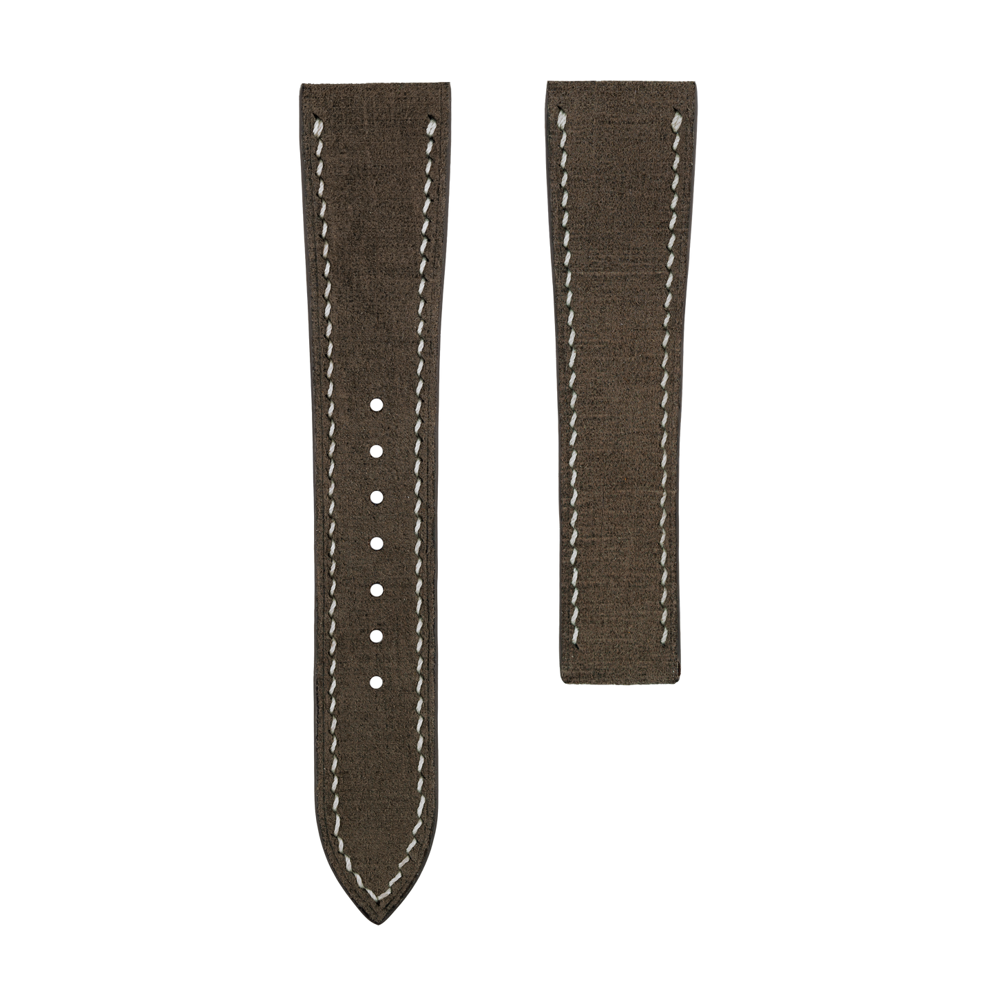 Brown Babele Watch Strap for Cartier Deployment Clasps - White Stitch