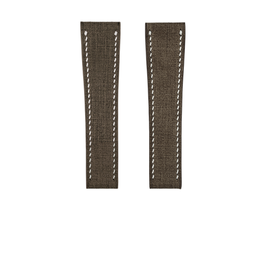 Brown Babele Fixed Length Strap - White Stitch