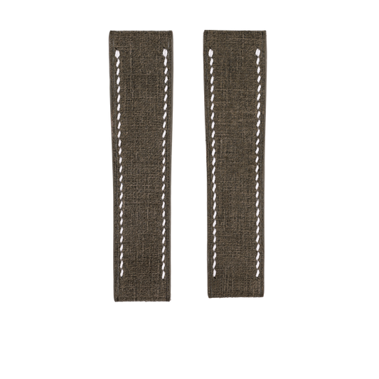 Brown Babele Fixed Length Strap - White Stitch