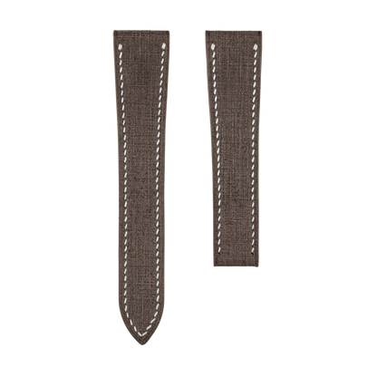 Brown Babele Single Fold Watch Strap for Cartier Deployant Clasps  - White Stitch